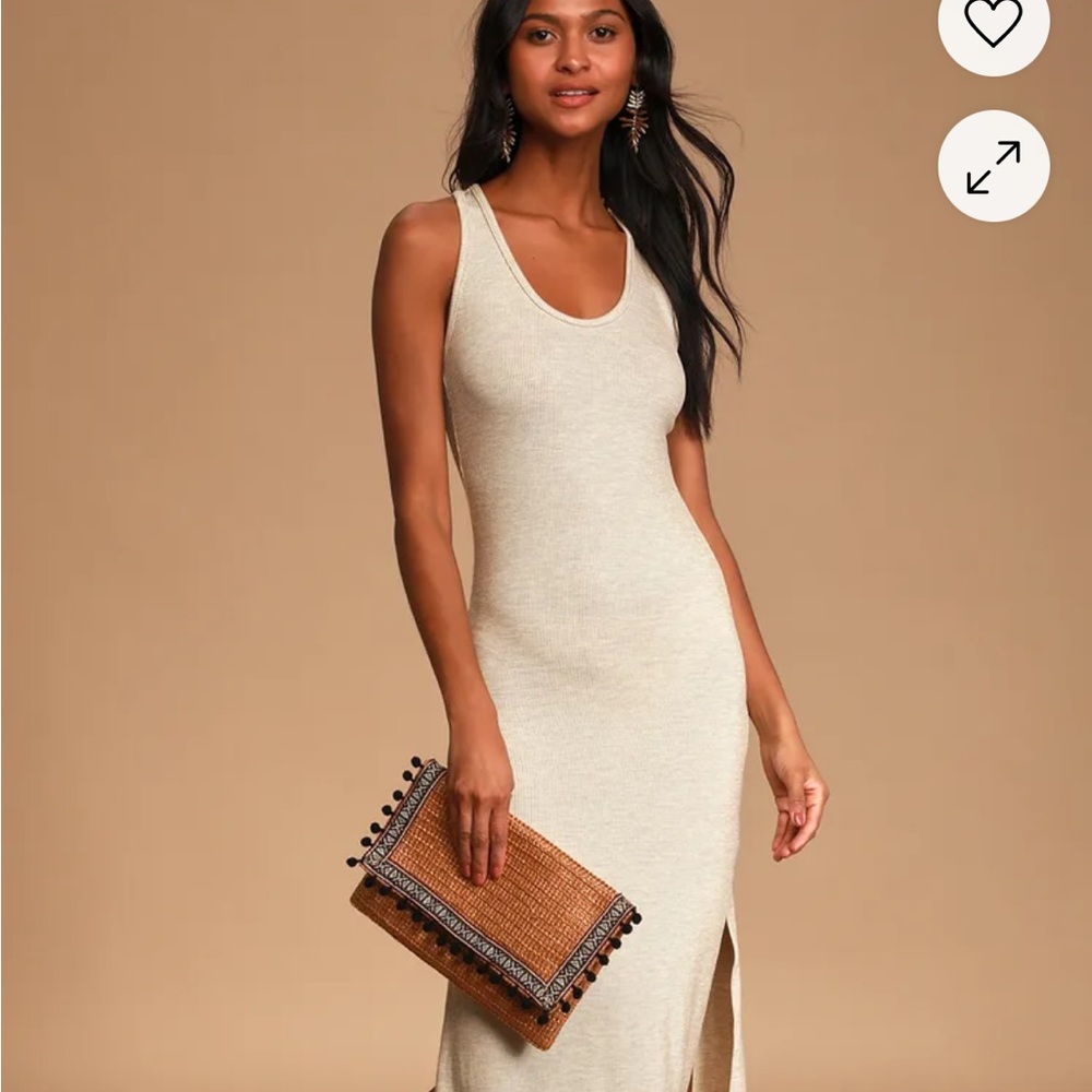 NWT!!! Lulu's Relaxed but Not Least Beige Ribbed Sleeveless Maxi Dress XL